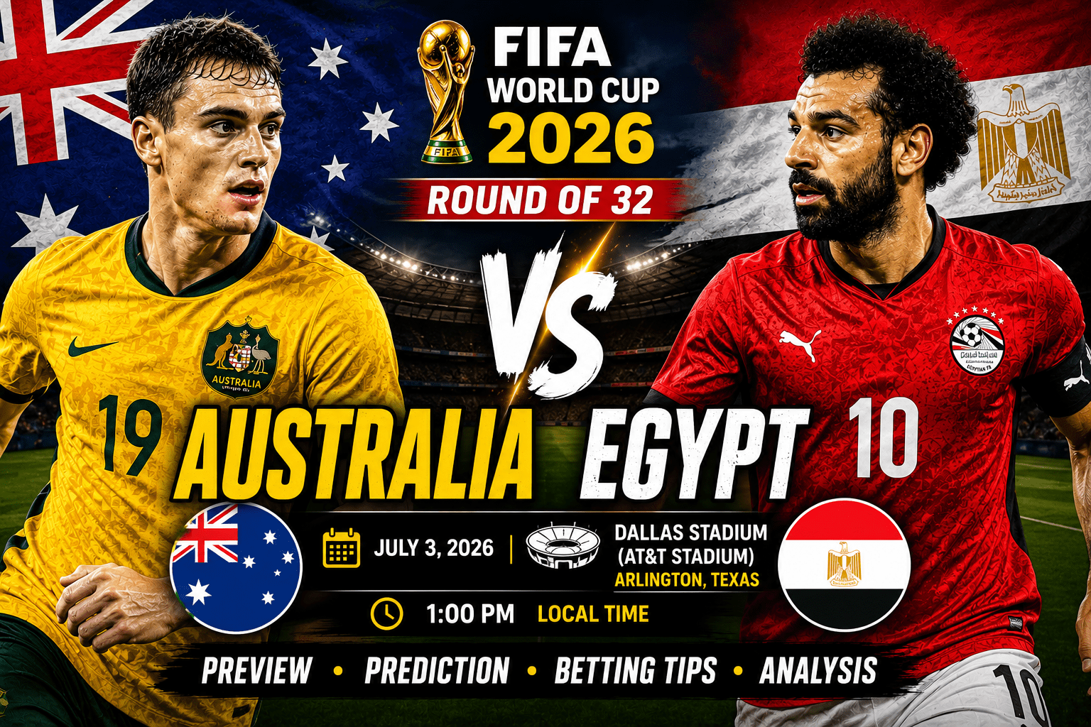 Australia vs Egypt Preview, Prediction & Betting Analysis – FIFA World Cup 2026
